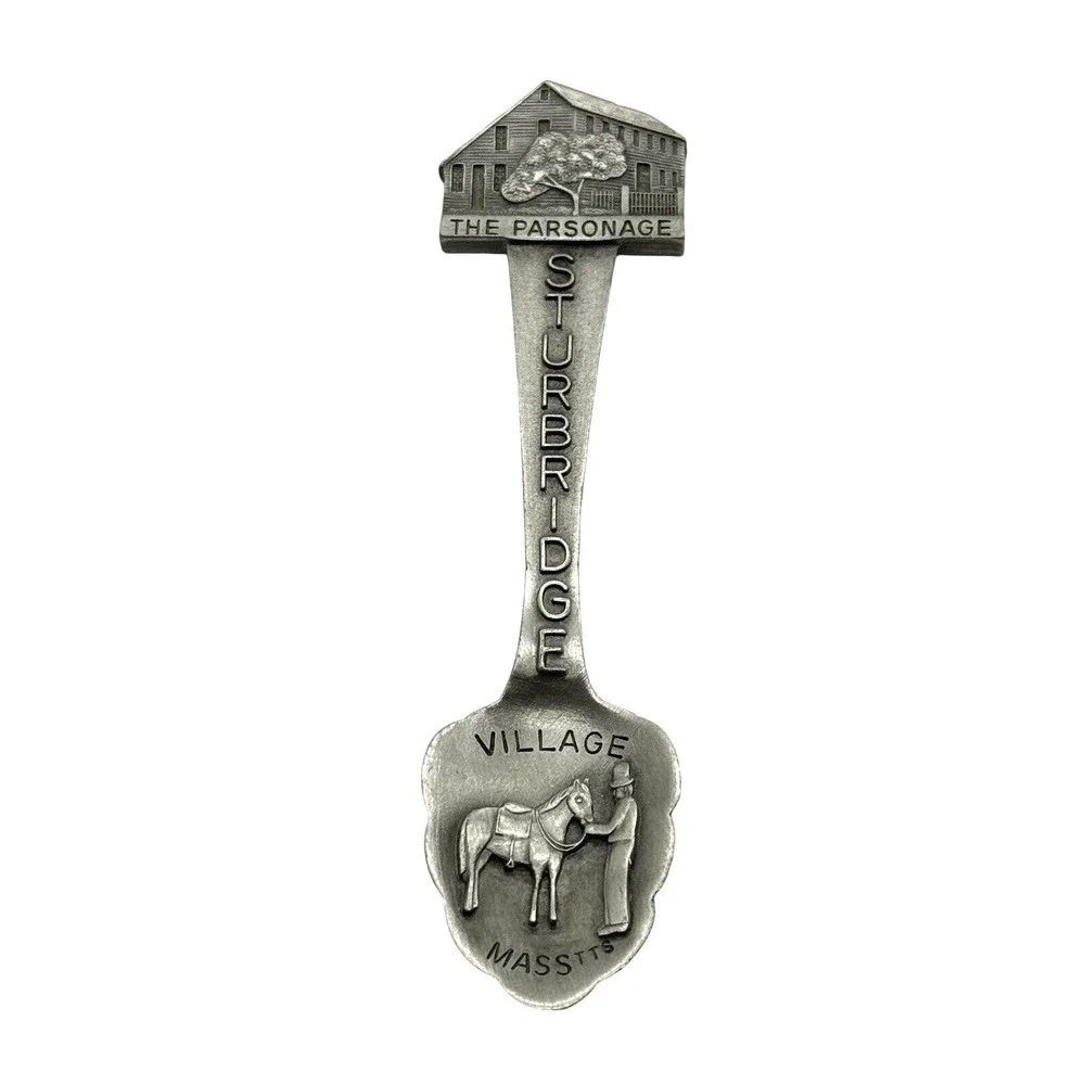 VINTAGE MASS Old Sturbridge Village Souvenir Collector Spoon Parsonage Pewter